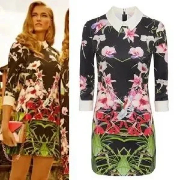 NWT Ted Baker Youma Mirrored Tropics Mini Dress - Picture 4 of 14